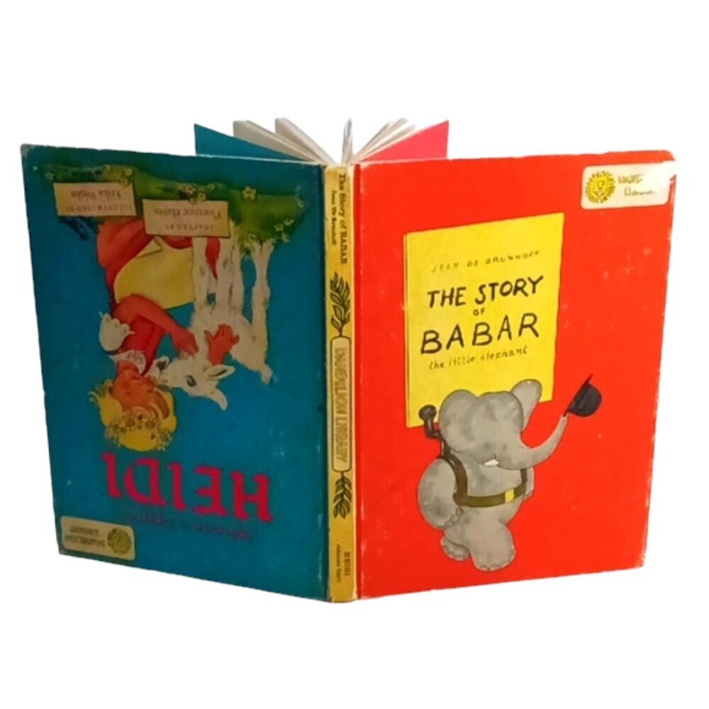 Vintage HCBook The Story of Babar / Heidi Back-to-Back Book Random House 1960